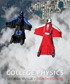 Cover of the College Physics textbook featuring two individuals in wingsuits flying above clouds.