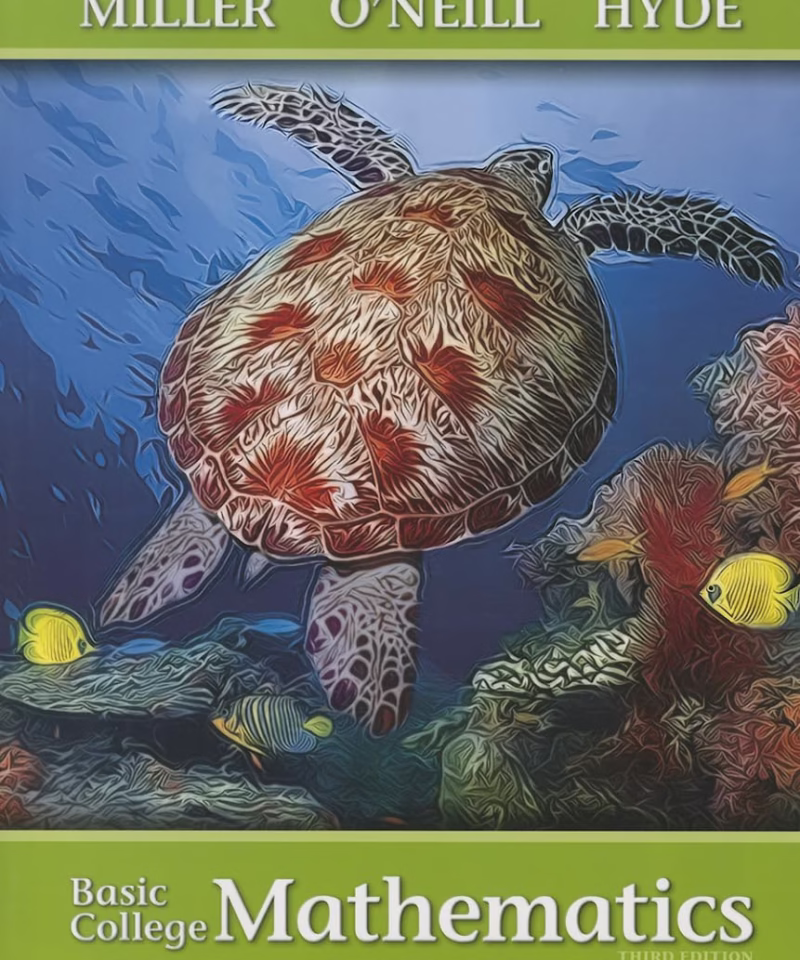 Textbook cover for Basic College Mathematics featuring a turtle and colorful fish underwater.